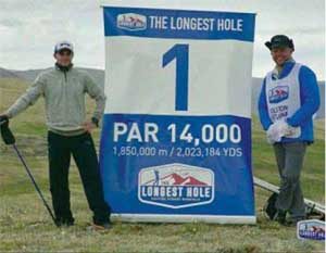 Adam Rolston and Ron Rutland at the start of 80-day Mongolian golf trek