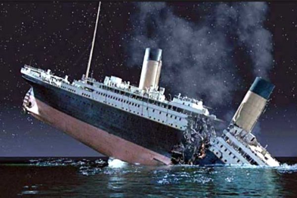 Titanic as it sinks