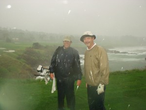 Players, Caddie soaked ay Pebble Beach No. 8