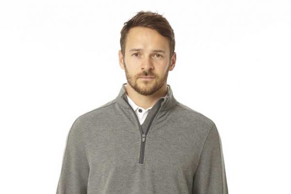 model wearing golf pullover